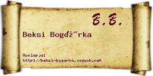 Beksi Bogárka névjegykártya